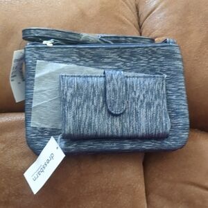 Dressbarn Metallic Gray Clutch and Wristlet Set